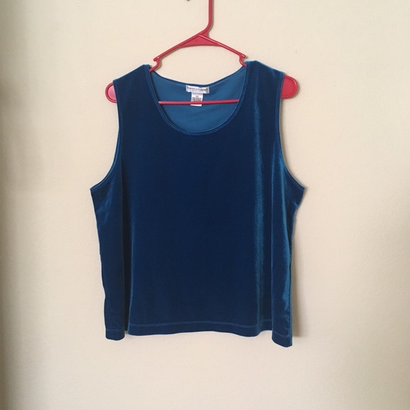 ✨Stunning✨Velvet Peacock Blue Tank Top💙Petite XL - Picture 3 of 8